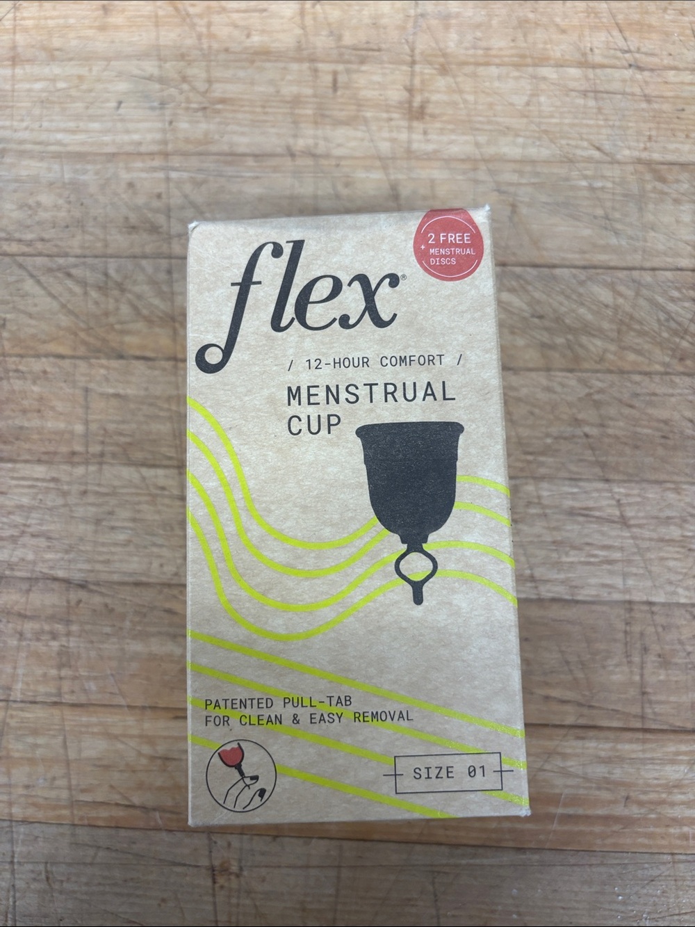 Flex Menstrual Cup in Natural Kraft with Lime Accents
